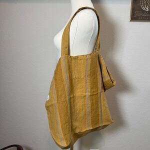 Women's Linen Tales Amber Striped 100% Linen Big Bag Tote‎ Carryall NEW